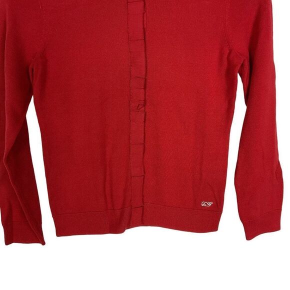 NWT Vineyard Vines Ruffle Front Cardigan Red Girls Large (14), 100% Cotton - Picture 3 of 11